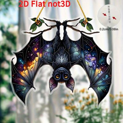 Halloween Decoration 2D Acrylic Bat Suncatcher - Home Wall Art, Housewarming Gift - Home Hanging Decoration Ornaments Waterproof