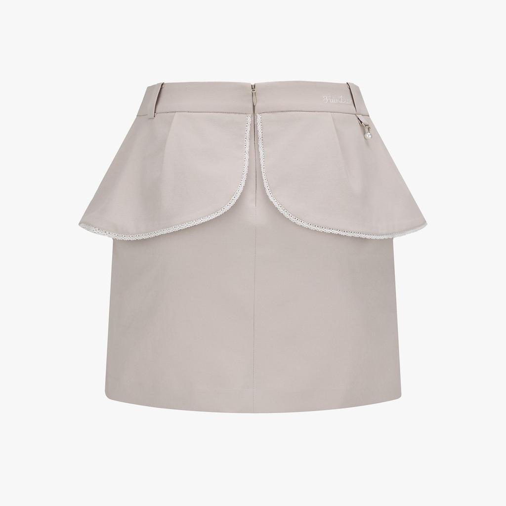 FAIRLIAR GOLF Lace-Trimmed Flap Skirt (Beige)