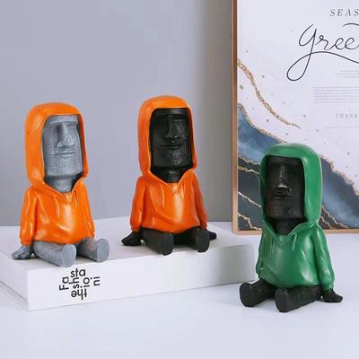 Abstrakte Kunst Harz Moai Handyhalter Osterinsel Ornament Geschenke Skulpturen und Figuren zur Heimdekoration Luxus