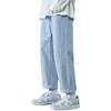 Herren Helle Weitbein-Sommerjeans: Dünn, Locker, Gerade, Elastischer Bund, Hongkong-Stil, Lässige Lange Hose