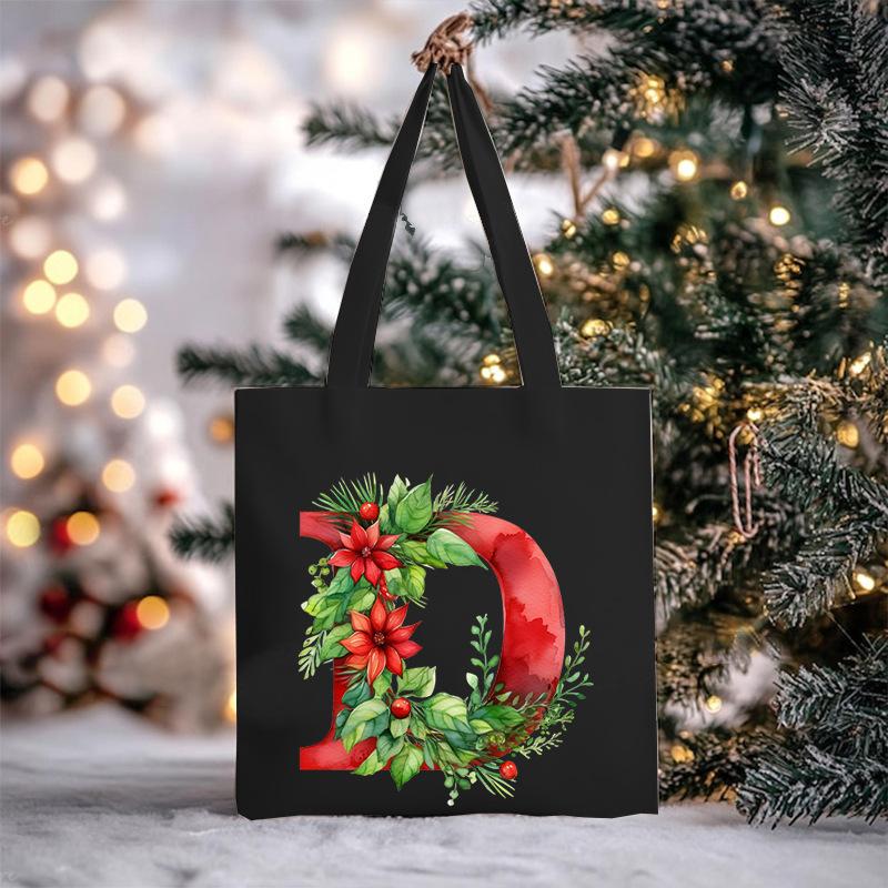 Christmas letter flower print niche trend tote bag shoulder bag