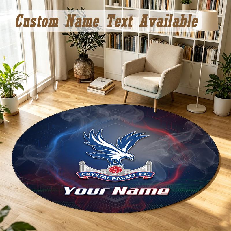 Round Rug Custom NameCrystal Palace Pattern Non Slip Carpet Home Floor Decor