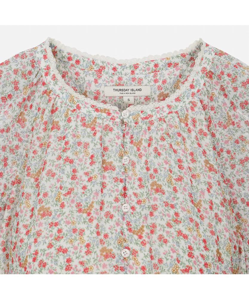 THURSDAY ISLAND Flower Puff Sleeve Long Dress_T264Mop257W