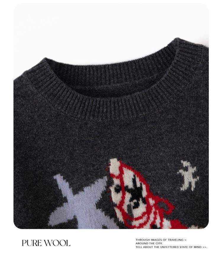 2025 Autumn/Winter Women's Pure Wool Round Neck Jacquard Horse Sweater