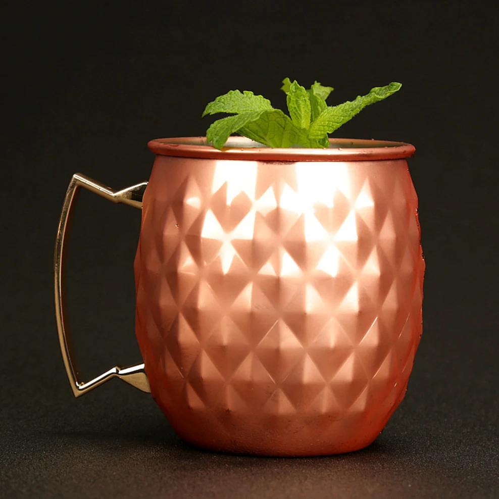 2PCS 550ML 304 Stainless Steel Cocktail Glass Moscow Mule Cup Particle Hammer Point Cup For Drink Metal Beer Mug