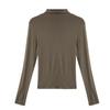 Women's Basic Half-High Neck Base Layer Top Fashionable Long Sleeve T-Shirt Slim Fit Versatile Inner Wear for Autumn