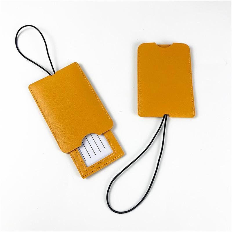 

PU Leather Luggage Tag Name ID Address Tags Suitcase Luggage Tag Solid Color Portable Label Boarding Pass Tag жёлтый