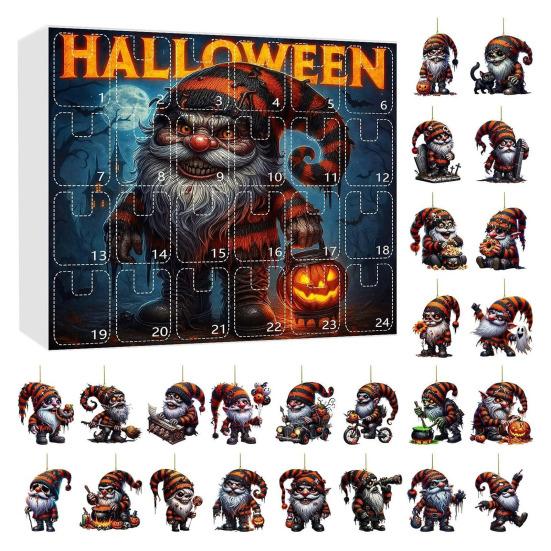 

Хэллоуин Гном Адвент-календарь 24 дня Календарь обратного отсчета 2D акриловый тыквенный гном подвесные украшения для Хэллоуина домашний декор B