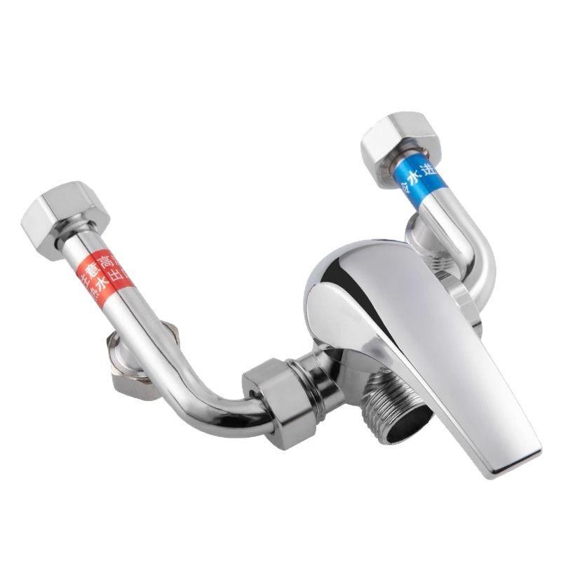 Încălzitor electric de apă cu robinet de amestec în formă de U, set accesorii robinet de duș fierbinte și rece complet din cupru