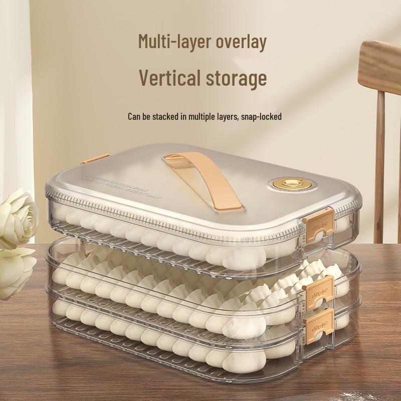 Multi-layer Transparent Dumpling Storage Box with Timer - Kitchen Food Grade Plastic