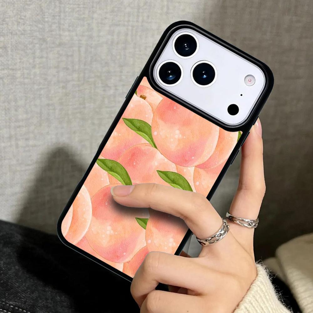Capa Case for iPhone 17 Air 16 Pro Max 15 Plus 11 13 Mini 14 12 Back Phone Cover Pink Peaches Aesthetic