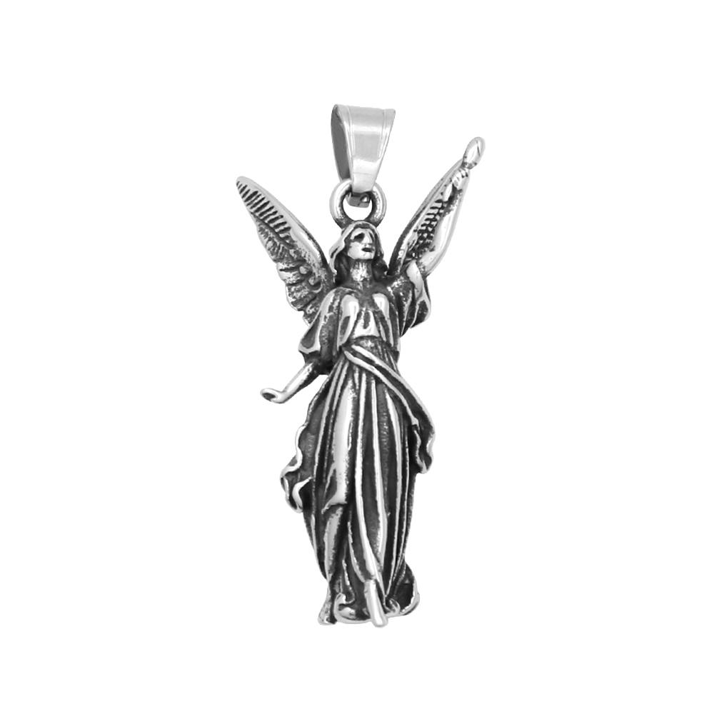 Classic Angel Statue of Liberty Pendant Necklace 316L Stainless Steel Chains For Men Women Powerful Amulet Jewelry Gifts