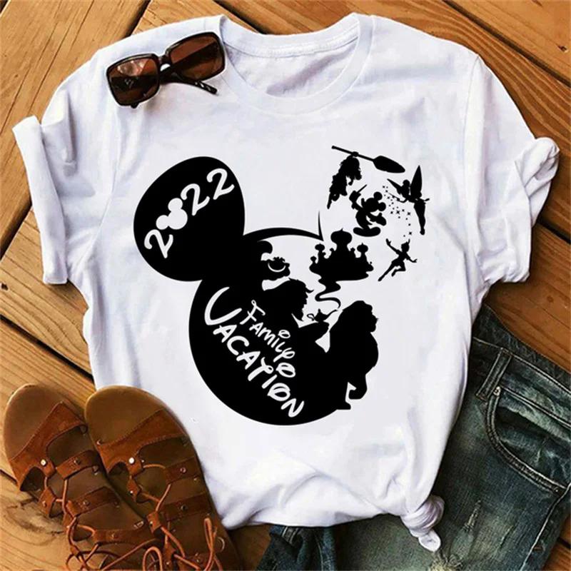 T-shirt ample mignon Disney à manches courtes pour femme avec tête de Mickey Mouse imprimée Mode Motif Haut en Coton