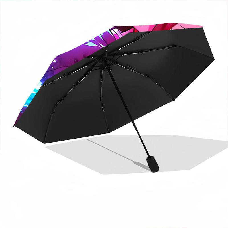 1pc Two Heroes Clash Demon Slayer Automatic Folding Umbrella - 3 Folding Design, Vivid Cartoon Pattern, Suitable for Outdoor Activities, A Gift f