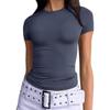 Sommer Damen Slim Fit Rundhals Milchseide T-Shirt, Y2K Mode Lässiges Crop Top für Damen