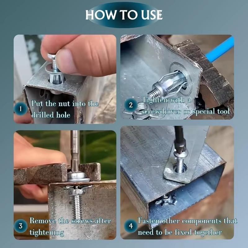 100 SZTUK Śruby do Tablic Rejestracyjnych Samochodu M4 M5 M6 Śruby z Nakrętką Płatkową Zestaw Mocowań Stal Węglowa Antykorozyjna Nakrętki Rozporowe do Blachy Żelaznej Płyty Otworowej