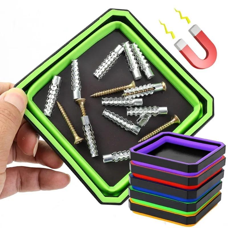 Magnetic Parts Tray Silicone Foldable Magnet Base for Auto Repair Mechanics Workshop Organization Screw Storage Box Supplies
