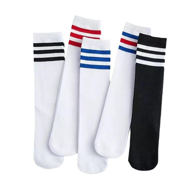 Girls' Stockings Summer Thin Sweat-Absorbing Striped Children'S Socks Medium Tube Mosquito-Proof Knee Socks Boys' Students Long Socks
