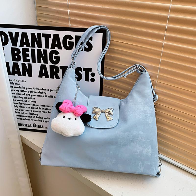 

Sweet pink girl backpack women 2024 new Korean version tote bag student leisure large capacity shoulder bag no pendant синій