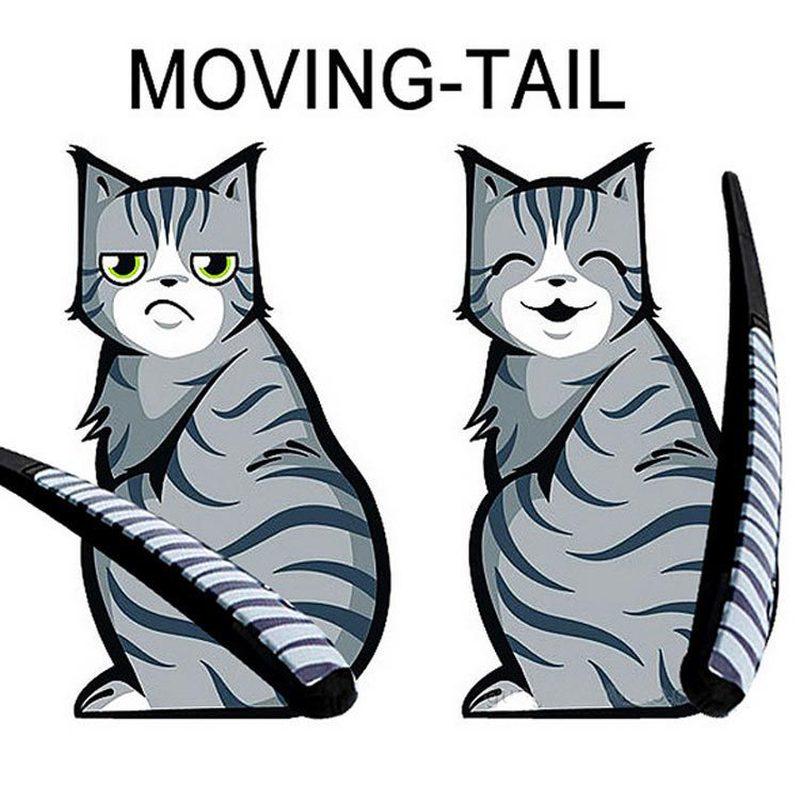 New Water-proof Cartoon 3D Cat Moving Tail Windscreen Wiper Sticker Car Rear Windscreen Decor