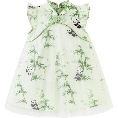 Mini Balabala Girls' New Chinese Style Mesh Qipao Dress
