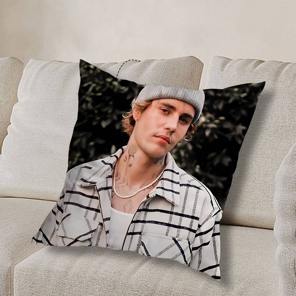 

USA J-Justin BieberS COOL Pillow Case Square Double-Sided Printing Short Plush Sofa Cushion Cover Bedroom Bedside Pillow 30cmx30cm