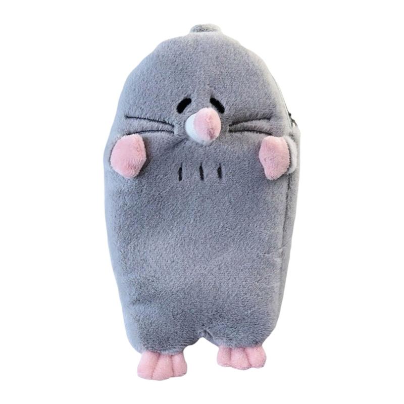 Милая животная пенал-сумка Плюшевый пенал Пенал Сумка для ручек Сумка для макияжа Мультяшный крот Пенал для детей Девочек серый