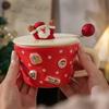 Creative Red and Green Santa Claus Ceramic Coffee Cup Home Breakfast Milk Tea Cup Cartoon Cute Snowman Mug with Lid Office Mug