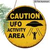 2D Flat 1pc, 8x8 In, Alien Activity Area, Aluminum Metal Decorative Signs & Plaques, Suitable for Home Cafe or Farmhouse Decoration, Festival Party