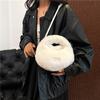 New Pattern Women Faux Fur Plush Handbags Fashion Lady Small Shoulder Crossbody Bag Winter Casual Tote Half-Moon Hobos for Women