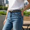 Metal Buckle Rivet Heavy Metal Belt Pu Leather Dress Waistband  Women's