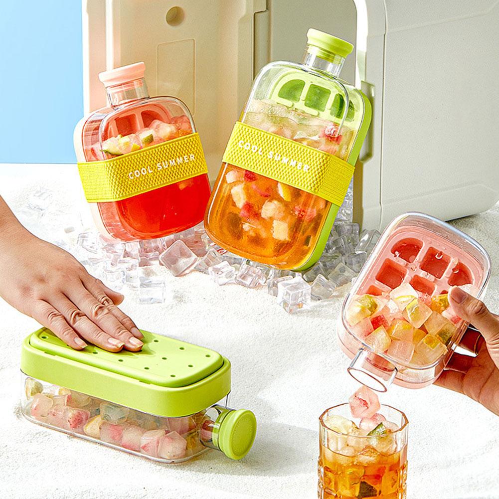 500/800ml Ice Cube Bottle Zero-contact Pressing Mould Ice-maker Silicone Freezer Ice Trays Water Bottle Ice Cube Maker