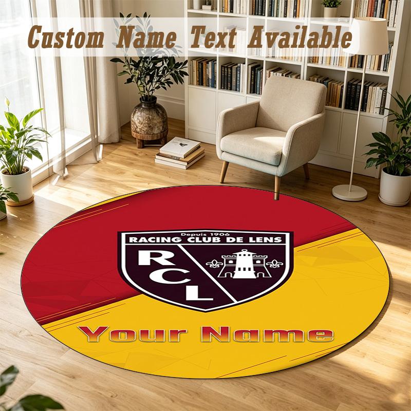 Round Rug Custom Nameracing club de lens Pattern Non Slip Carpet Home Floor Decor