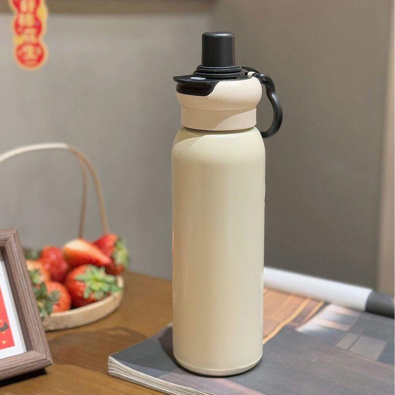 New Stylish High-Capacity Thermos Cup Made of 316 Stainless Steel, Cute Insulated Water Bottle with Straw for Children and Students