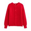 2025 Autumn/Winter New Women's Fashion Street Casual Solid Color Knitted Cardigan Round Neck Long Sleeve Sweater