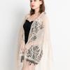 Tassel Mesh Neck Scarves Transparent Embroidery Flower Shawl Lace Flower Tassel Scarf  Dress Decor