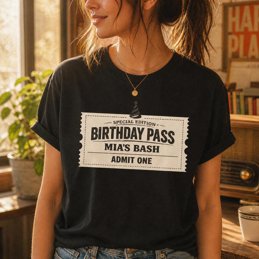 Funny Birthday Pass Shirt, Vintage Ticket Style Tee, Admit One Party Graphic