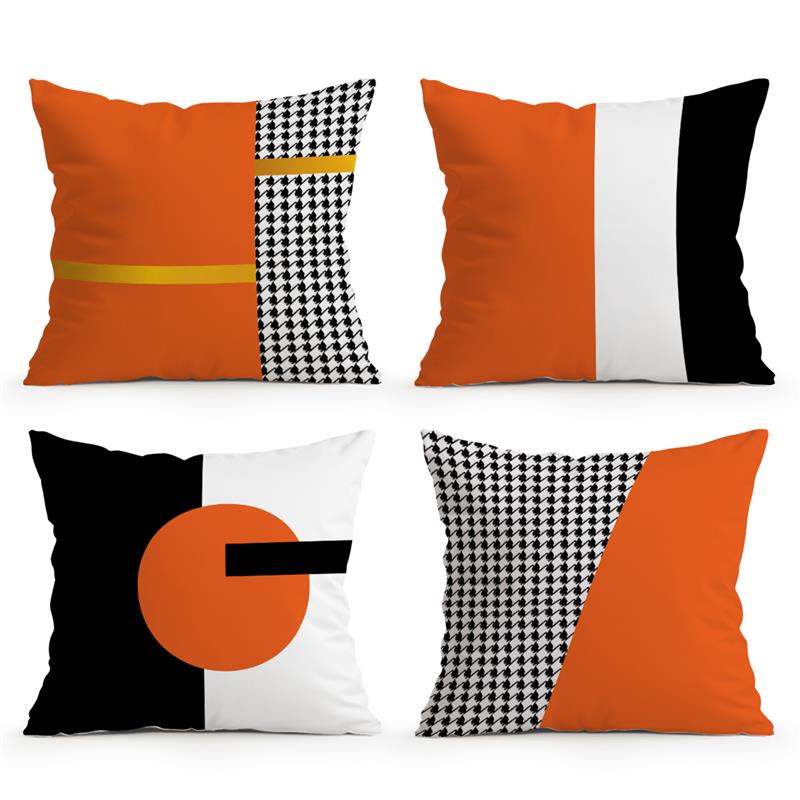 1Pc European Style Orange Stripe Cushion Covers Polyester Pillow Cover For Music Day Sofa Chair Bed Car Party Table Decoration