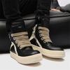 2024 Autumn/Winter Men's Trendy Genuine Leather High-Top Black & White Thick-Soled Boots