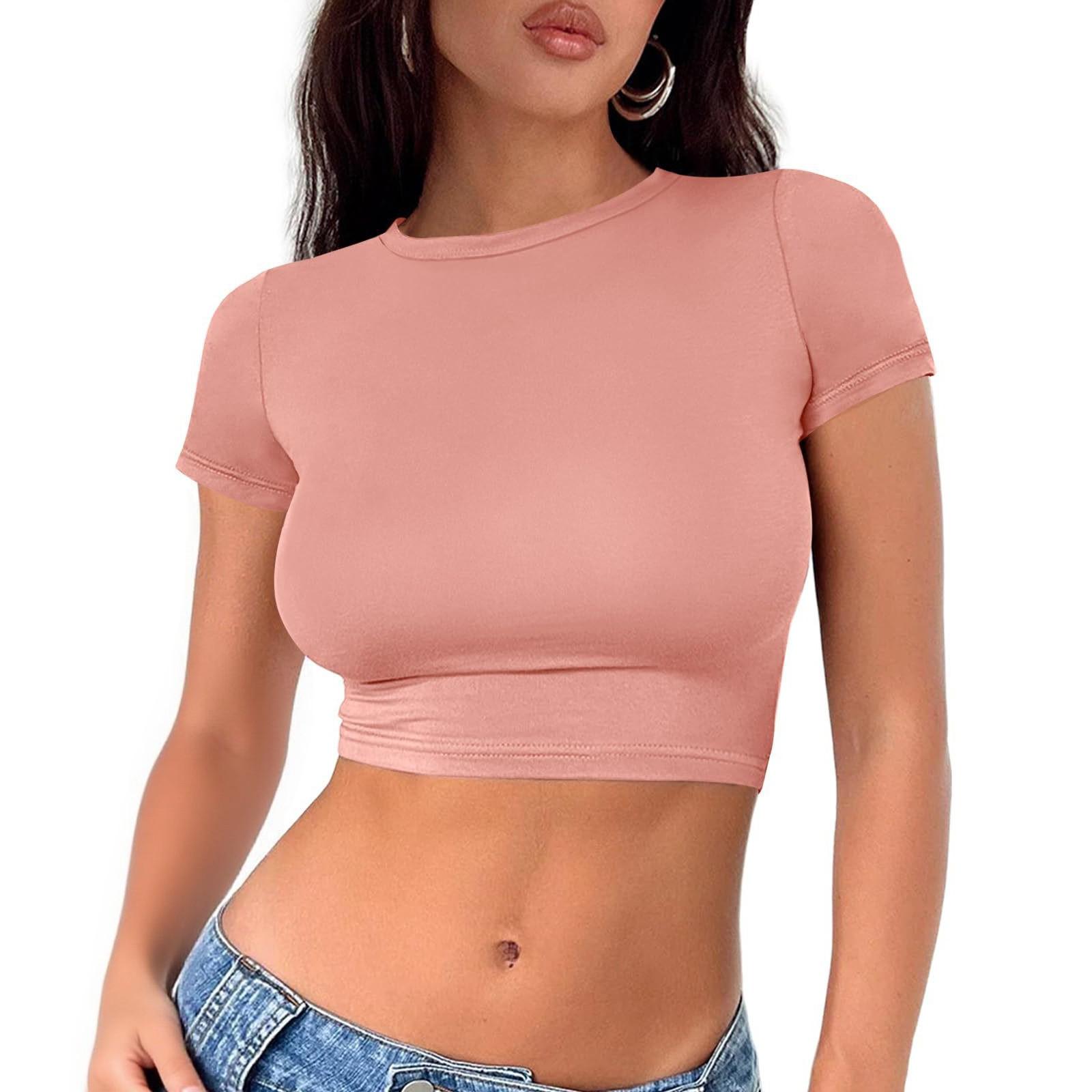 

Женская модная футболка с круглым вырезом, без ожерелья, облегающая, однотонная, с коротким рукавом XL арбуз красный