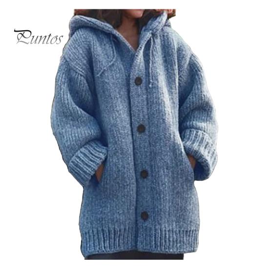 

Женский свитер, пальто с капюшоном, завязками, длинными рукавами, однобортное вязаное пальто, однотонное, средней длины, вязаная верхняя одежда S синий