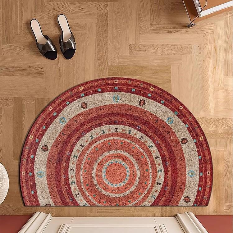 Vintage Half Circle Carpet Door Mat Entrance Home Foot Pad Mud Scraper Durable Easy Clean Entrance Rug Indoor Outdoor Use