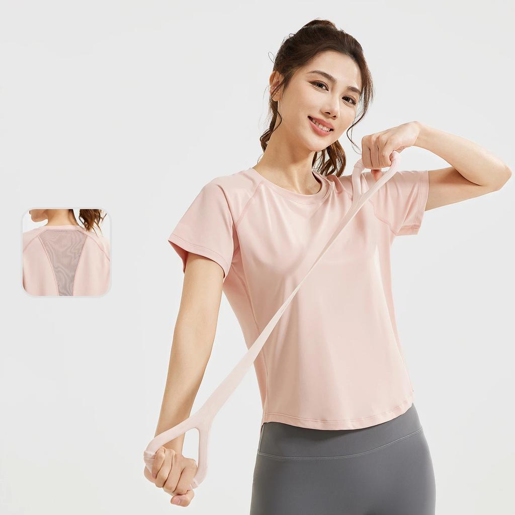 New summer loose mesh yoga short sleeved female breathable T shirt  running sports fitness top women