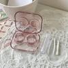 Pink Transparent Love Bow Contact Lens Case Girl Portable Beauty Pupil Box Storage Eye Care Container Box Contact Lens Cases