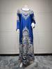 AB400 Muslim Fashion Floral Dress with Hot Drill Embellishments - Middle Eastern Style Robe for Women