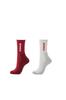 Hokaron Outdoor and Sizes Set of 2 Women's Socks, Off-White Red, 23-25cm,