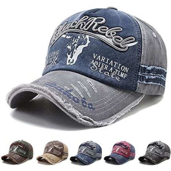 YAYAMIYA Hat Womens Mens Cap Baseball Wide Brim Embroidery Distressed Western Style Sun Protection Unisex Cool Outdoor Fathers Day Gift Ideal Hiking