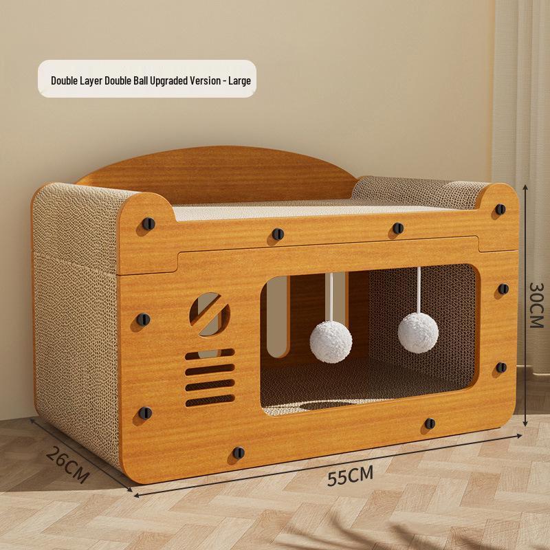 All-Season Durable Cat Scratching Board & Bed - Scratch-Resistant, Non-Shedding, Cat Claw Sharpener & House