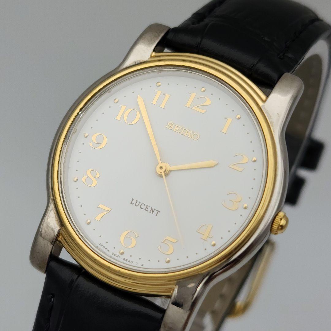 

[USED] Seiko Lucent 5E21-6E00 Men s Watch, White, Quartz, Battery Replaced