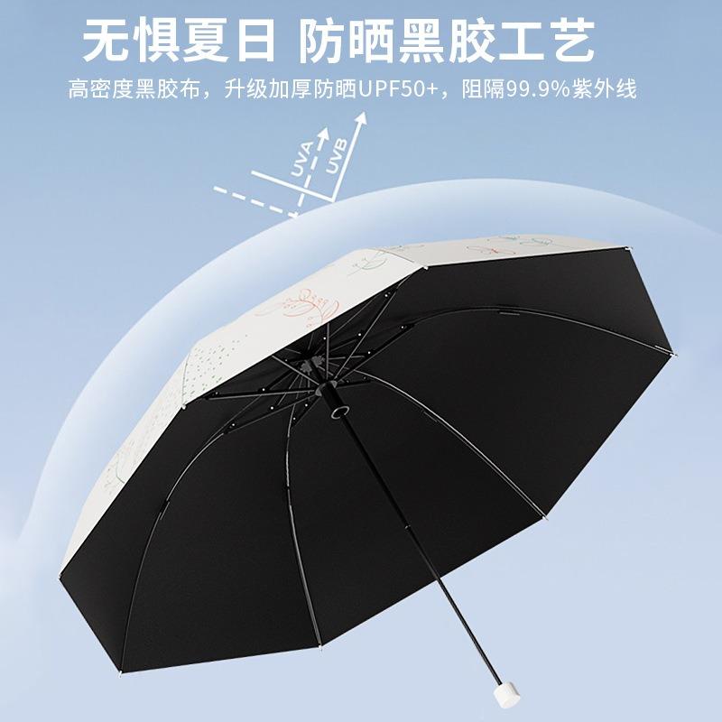 Yubao original three-fold outdoor parasol anti-ultraviolet female simple flower umbrella thickened vinyl umbrella for both weather and rain